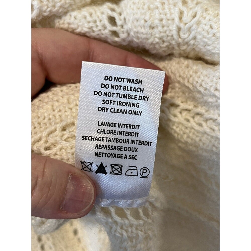 IRO Dafgan Alpaca Wool Blend Sweater Size Medium Cream Open Knit Country Cottage - Picture 5 of 7